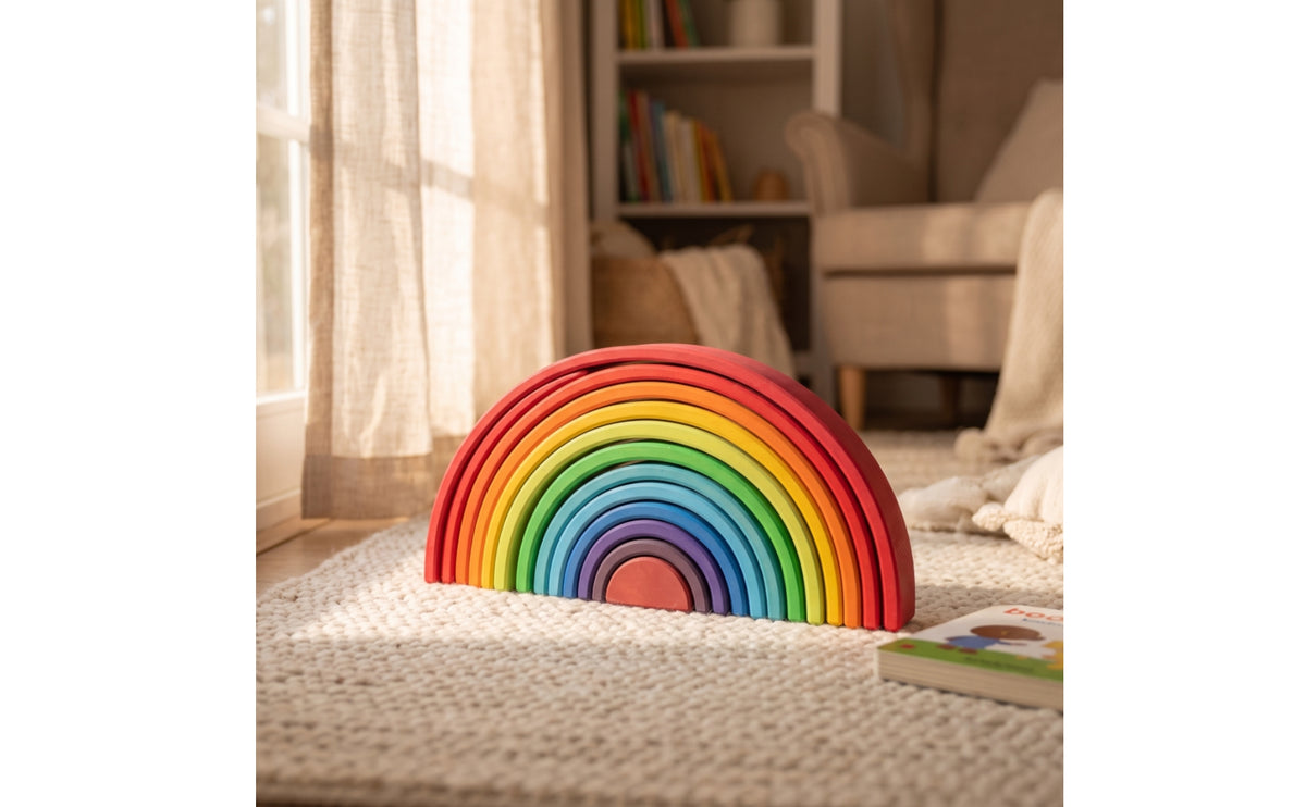 Wooden Rainbow Stacking Toy Montessori Wooden Rainbow Stacker Arch Stacker for Preschoolers, Classroom