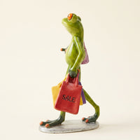 Frog Figurine with Shopping Bags Funny Animal Collectible Lively Statue for Shelf