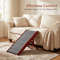 Dog Ramp with Adjustable Height for Small and Pets, Solid Wood Pet Steps for Sofa and Bed Access, Non-Slip Surface