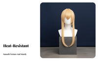 Long Blonde Hairpiece with Ears Pre-Design D Blonde Cat Ear Hairpiece Heat Resistant Fiber Costume Accessory for Cosplayers, Costume Parties, Photo S