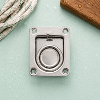 Stainless Steel Deck Latch 4 Mounting Holes Boat Compartment Cover Pull Sunken Circular Pull Handle