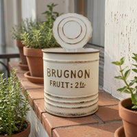 Embossed Lettering Round Backplate Planter Ribbed Rustic Wall Planter