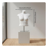 Size Female Mannequin Realistic Body Shape Female Torso Mannequin Glossy Finish Neckless Clothing Figure for Boutique Owners, Shop Window