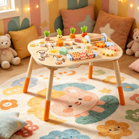 Wooden Activity Table Early Educational Young Child Busy Table Develops Fine Motor Skills Young Child Activity Center for Infants