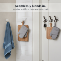 Heavy-Duty Adhesive Hooks for Wall Mounting - Metal & Acrylic Options, No-Drill Installation