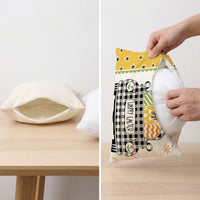 Easter Cushion Cover Faux Linen Buffalo Plaid Spring Throw Pillowcase Cartoon Bunny & Truck Pattern Seasonal Home Decoration for Sofa Bed Living Room