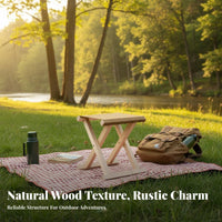 Foldable Wooden Folding Chair with Backrest Space-Saving Wooden Folding Stool Stable Structure Collapsible Fishing Stool Lightweight for Fishers, Campers, Camping, Travel, Garden, Backyard