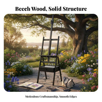 Solid Beechwood Beech Wood French Box Easel Foldable Design Wooden Easel with Drawer Lightweight Painting Stand Heavy Duty for Beginners, Children, Outdoor Sketching