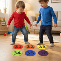 36 Pieces Numbered Carpet Marker Sticker with Numbers Easy to Remove Carpet Marker with Drawstring Bag Round Sitting Dot 100 Mm for Classroom