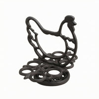 Interlocking Loops Cast Iron Chicken Egg Holder Openwork Cast Iron Egg Holder Round Base Decorative Chicken Stand Heavy Duty