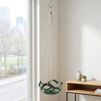 Hanging Basket for Indoor Plants and Boho Decor, Round PU Leather Planter with Strap, Pastoral Style Plant Hanger, Fence Hanging Planters 1 Pack