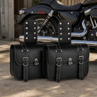 Water-Repellent Motorcycle Saddlebags Retro Motorcycle Side Bags Black Side Luggage Saddlebags Stable for Motorcyclists