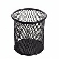 Metal Mesh Pen Organiser for Desk, Office Organizer Desktop Storage, Large Capacity Pencil Cup, Round Shape Accessories for Students