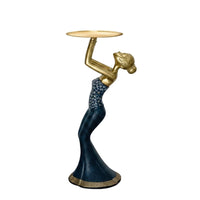 Female Tray Holder Statue Gold Finish Luxury Art Figure Decor Gift Idea Figurine for Entryway