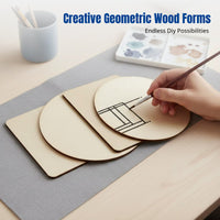 DIY Machine-Cut Geometric Wooden Slices, Poplar Wood Decor Pieces, Home Decoration, Assorted Shapes for Crafts
