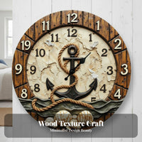 Easy to Hang Round Wooden Look Clock Quartz Movement Vintage Design Wall Clock Battery Operated for Bedroom, Living Room, Kitchen