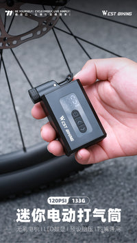 WEST BIKING Mini Electric Air Pump with Brushless Motor, 4 Nozzles, Aluminum Alloy