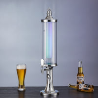 Illuminated Beer Dispenser with Ice Column Clear Beer Dispenser Easy-Pour Drink Dispenser with Tap Refrigerated for Home Bar, KTV