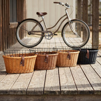 Hand-Woven Wicker Bicycle Basket for Pets and Shopping