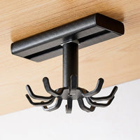 Cabinet Hanging Rack and Wall Organizer for Home Cook, Space Aluminium Under Shelf with Rotating Hooks