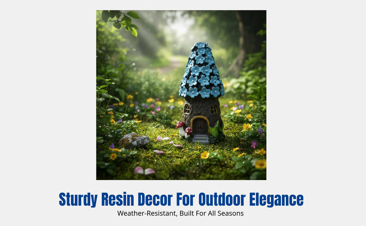 Resin Mushroom House Sculpture, Fairy Tale Garden Ornament, Christmas Lawn Decoration, Durable Resin, Outdoor Accent