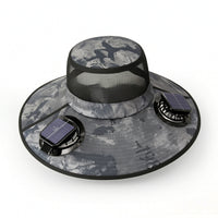 Wide-Brim Sun Hat with Fan Cooling Solar Fan Hat Protection for Gardeners