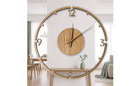 Silent Wooden Wall Clock Wood-Grain Minimalist Wall Clock Modern Natural for Living Room