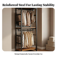 Freestanding Clothes Rack System Stable Structure Metal Clothes Rack with Shelves Space Saving Metal Frame Closet Organizer for Cloakroom
