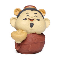 Yixing Purple Clay Tea Pet - God of Wealth and Buddha Figurines