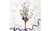 Independence Day Reusable Patriotic Tricolor Artificial Branch DIY Crafting Patriotic Fake Sprig for Vase Filler, Office Decor