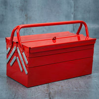 Folding Foldable Metal with Trays Heavy Duty Folding Handheld Tool Box for Garage, Workshop