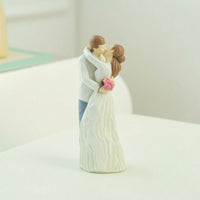 Hand-Painted Couple Sculpture with Kissing Pose Carved Couple Figurine Sentimental Kissing Lovers Sculpture Meaningful for Anniversary