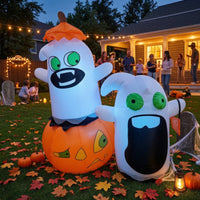 Inflate Inflatable Pumpkin with Ghosts Outdoor Halloween Inflatable Quick Inflation Pumpkin Ghost Easy Setup for Families, Homeowners, Yard, Lawn, Garden, Porch