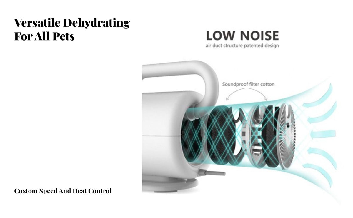 Adjustable Temperature Dog and Cat Hair Dryer Quick Dry High Velocity Pet Dryer Low Noise Design Pet Grooming Blower Smart LED Press Panel for Home Groomers