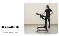 Anti-Slip Design 9U Mixer Rack Stand With Wheels 9U Rolling Rack Stand Heavy Duty Metal Construction Mobile Audio Workstation Ventilated Frame for DJs, Music Producers, Musicians, Live Performance, Stage