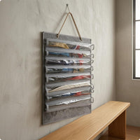 8-Slot Felt Belt and Medal Organizer Front Pocket Style Combat Arts Belt Rack Wall Hanging Medal Display Rack Rectangular