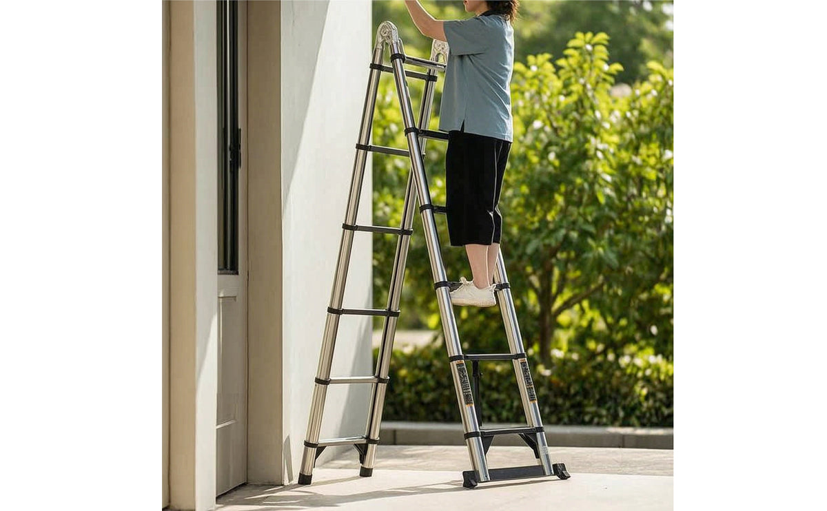 Foldable Multi-Function Ladder Anti-Slip A-Shaped Ladder Sturdy Safe for Homeowners, Painting