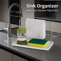Bathroom Sink and Faucet Organizer with Stainless Steel Shelf, No Drill Wall Mounted Holder for Students