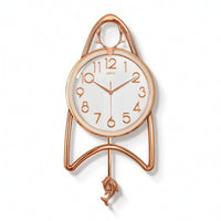 Rose-Gold Wall Clock with Arched Frame Decorative Pendant Wall Clock Analog Modern for Living Room, Entryway