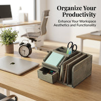 Desk Storage Organizer with Drawer, Wooden Desktop Drawers for Office Small for with Pen Holder, Modern Minimalist Style