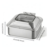 Buffet Warmer with Glass Lid Polished Chafing Dish with Glass Lid Commercial Grade Warming Tray for Caterers, Hosts, Buffets, Catering