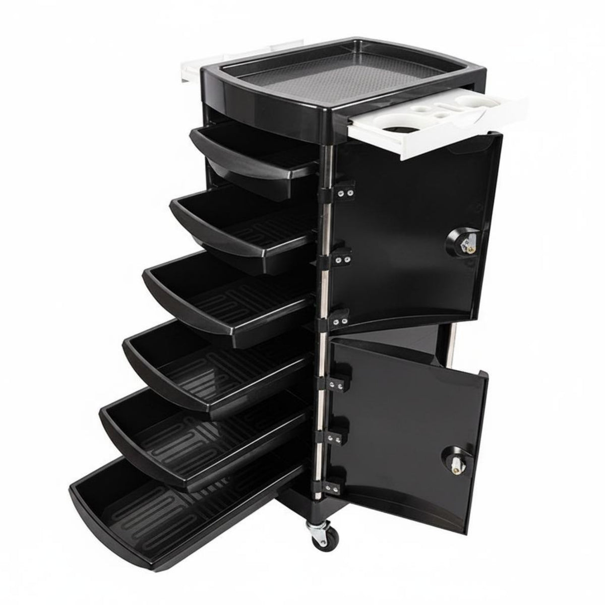 Multiple Drawers Hairstylist Rolling Trolley Large Capacity Barber Tool Trolley Strong Load-Bearing for Barbers, Barbershop, Spa
