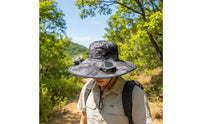 Adjustable Wind Speed Solar Powered Fan Hat Lightweight Wide Brim Sun Hat with 2 Fans Breathable Mesh Outdoor Headwear for Beach