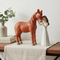 Heartwarming Design Girl Embracing Horse Figurine Great Gift Idea Girl and Horse Statue Keepsake Resin Equestrian Figurine Hand-Painted for Equestrians, Girls