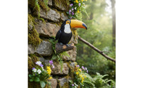 Realistic Design Toucan Statue Vibrant Colors Resin Bird Sculpture Weather Resistant for Garden, Patio