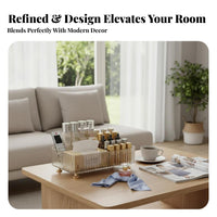 Organizer Box with Tissue Holder Multifunctional Multi-Compartment Tissue Holder