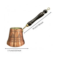 Wooden Handle Turkish Coffee Pot Decorative Pattern Copper Cezve Tinned Tin-Plated Copper Coffee Pot Hanging Loop