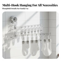 Suction Holder Drying Rack Multipurpose Foldable Clamp Hanger Wall Mounted Sock Hanger Space-Saving Laundry Accessory Waterproof