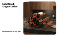 Wooden Vino Rack Solid Wood Wooden Countertop Vino Rack Elegant Design Freestanding Bottle Stand for Homeowners, Adults, Tabletop, Dining Room