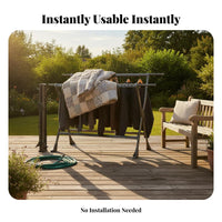 Sturdy and Long-Lasting Foldable Cross-Frame Clothes Horse Installationassembly-Installation-Ready Garment Rack Heavy Duty Laundry Equipment Large Capacity for Apartment Dwellers, Homemakers, Balcony, Indoors, Outdoors, Bedroom
